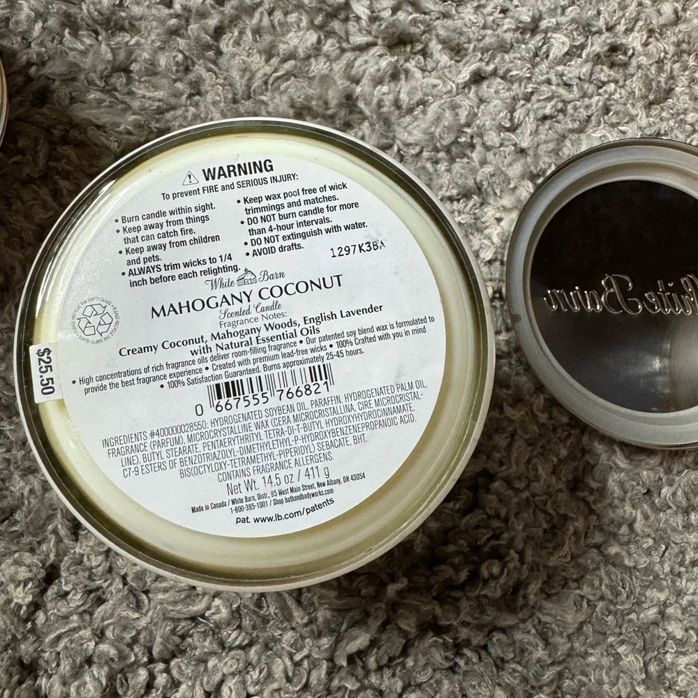 Bath & body works Mahogany Coconut 3 wick candle